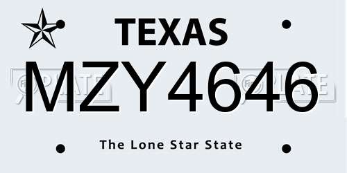 MZY4646 Texas License Plate