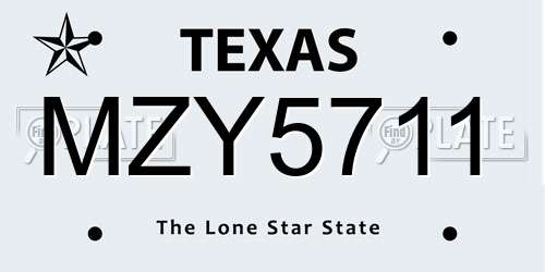 MZY5711 Texas License Plate