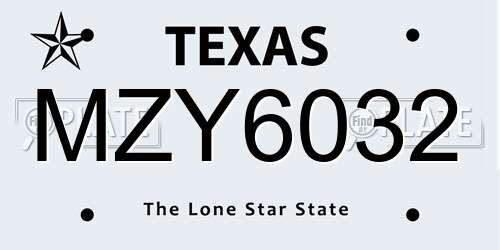 MZY6032 Texas License Plate
