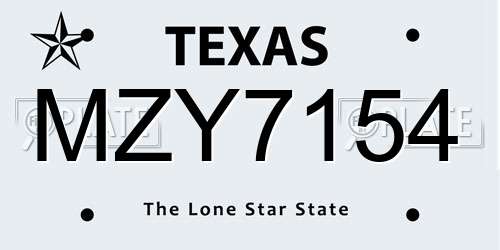 MZY7154 Texas License Plate