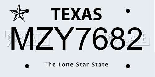 MZY7682 Texas License Plate