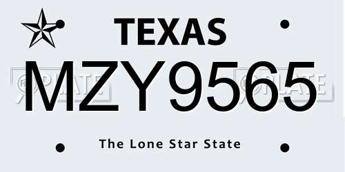 MZY9565 Texas License Plate