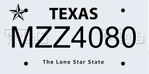 MZZ4080 Texas License Plate