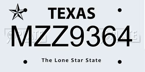 MZZ9364 Texas License Plate