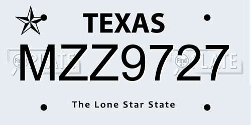MZZ9727 Texas License Plate
