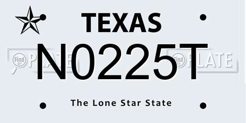 N0225T Texas License Plate
