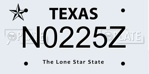 N0225Z Texas License Plate