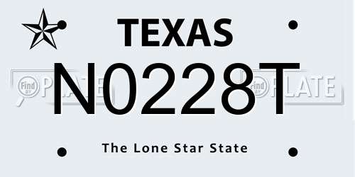 N0228T Texas License Plate