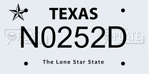 N0252D Texas License Plate
