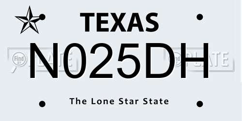 N025DH Texas License Plate