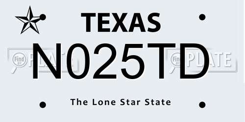 N025TD Texas License Plate