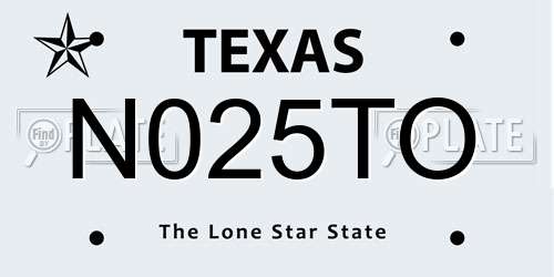 N025TO Texas License Plate