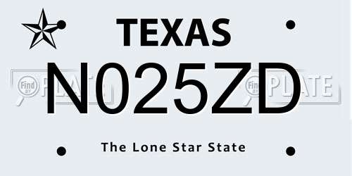 N025ZD Texas License Plate
