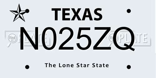 N025ZQ Texas License Plate