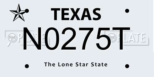 N0275T Texas License Plate