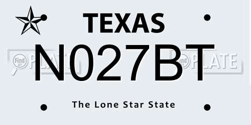 N027BT Texas License Plate