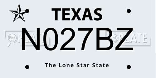 N027BZ Texas License Plate