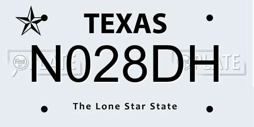 N028DH Texas License Plate