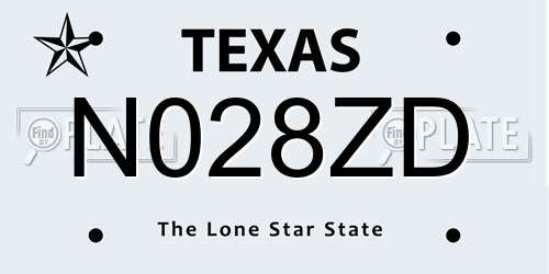 N028ZD Texas License Plate