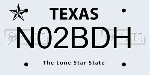 N02BDH Texas License Plate