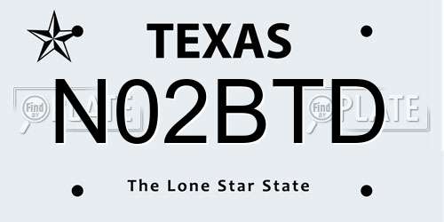 N02BTD Texas License Plate