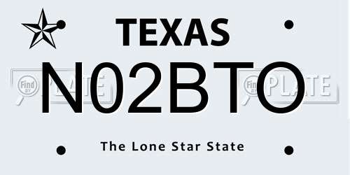 N02BTO Texas License Plate