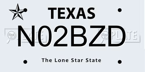 N02BZD Texas License Plate