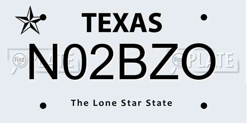 N02BZO Texas License Plate