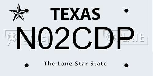 N02CDP Texas License Plate