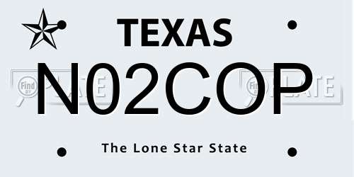 N02COP Texas License Plate