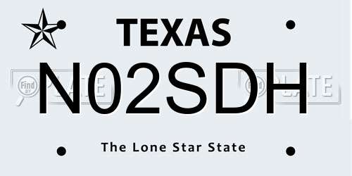 N02SDH Texas License Plate