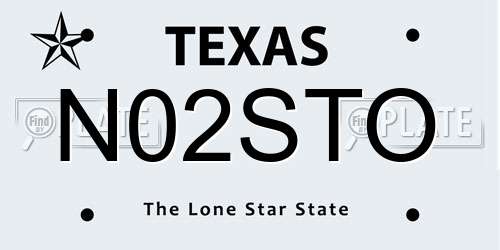 N02STO Texas License Plate