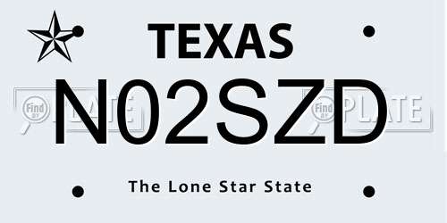 N02SZD Texas License Plate