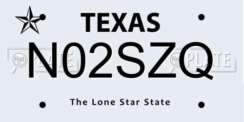 N02SZQ Texas License Plate