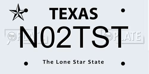 N02TST Texas License Plate