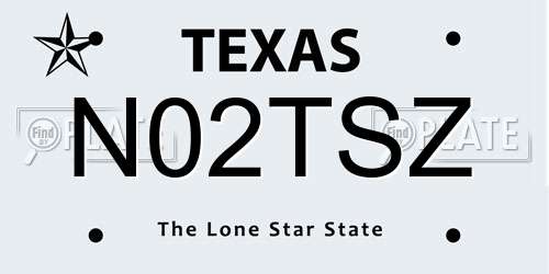 N02TSZ Texas License Plate
