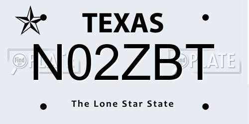 N02ZBT Texas License Plate