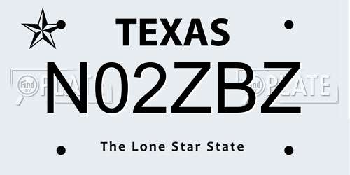 N02ZBZ Texas License Plate