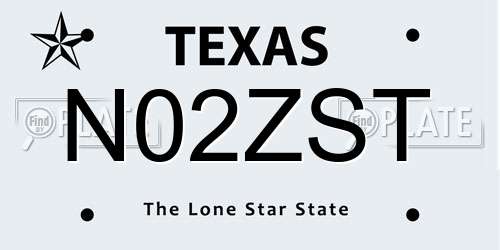 N02ZST Texas License Plate