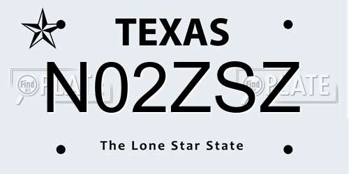 N02ZSZ Texas License Plate