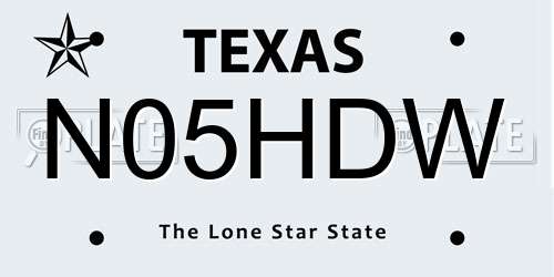 N05HDW Texas License Plate