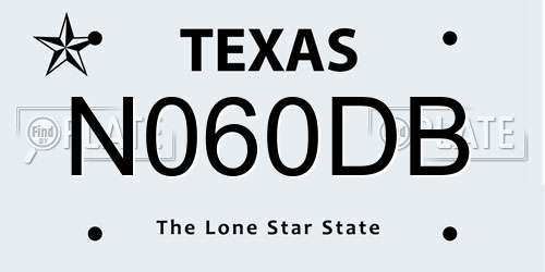N060DB Texas License Plate