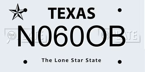 N060OB Texas License Plate