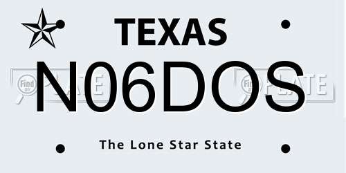 N06DOS Texas License Plate