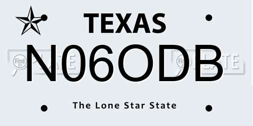 N06ODB Texas License Plate