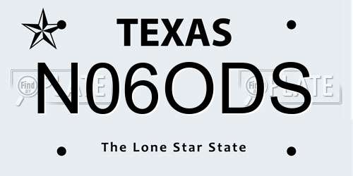 N06ODS Texas License Plate