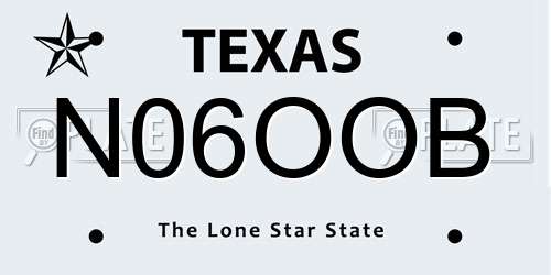 N06OOB Texas License Plate