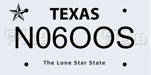 N06OOS Texas License Plate