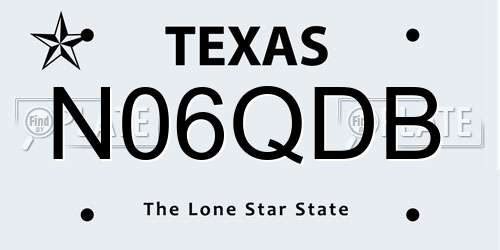 N06QDB Texas License Plate