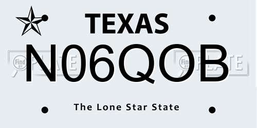 N06QOB Texas License Plate